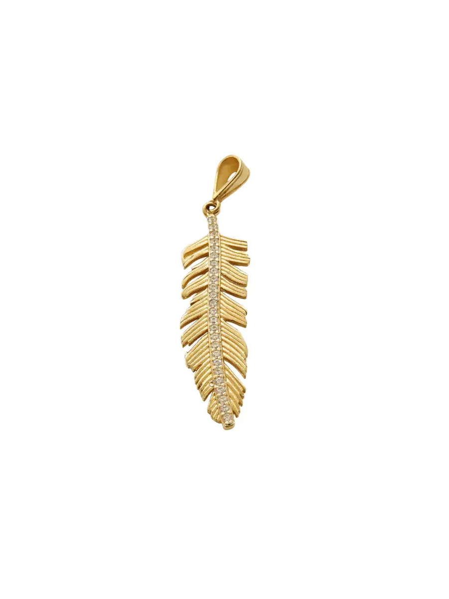 Wish Fine Jewelry 14K Gold Feather Pendant