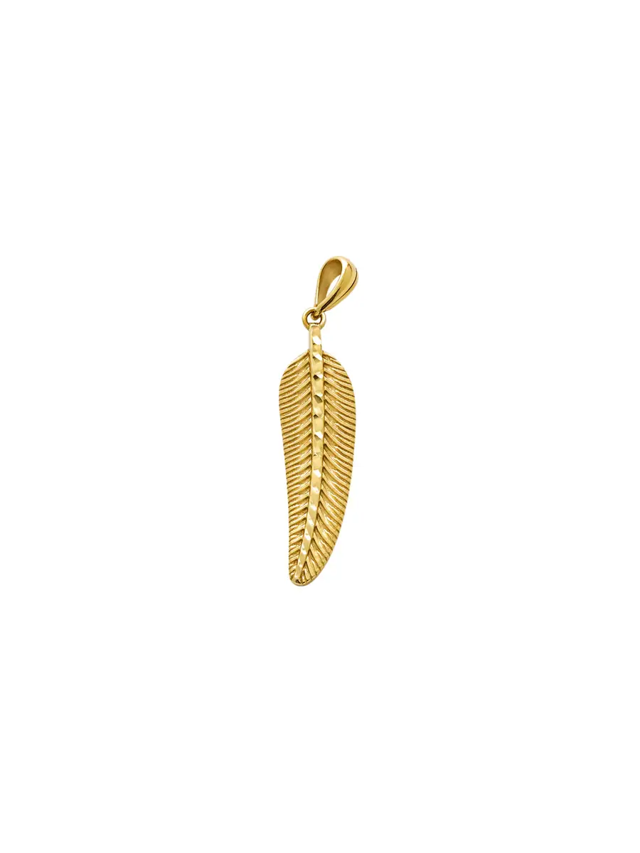 Wish Fine Jewelry 14K Gold Feather Pendant
