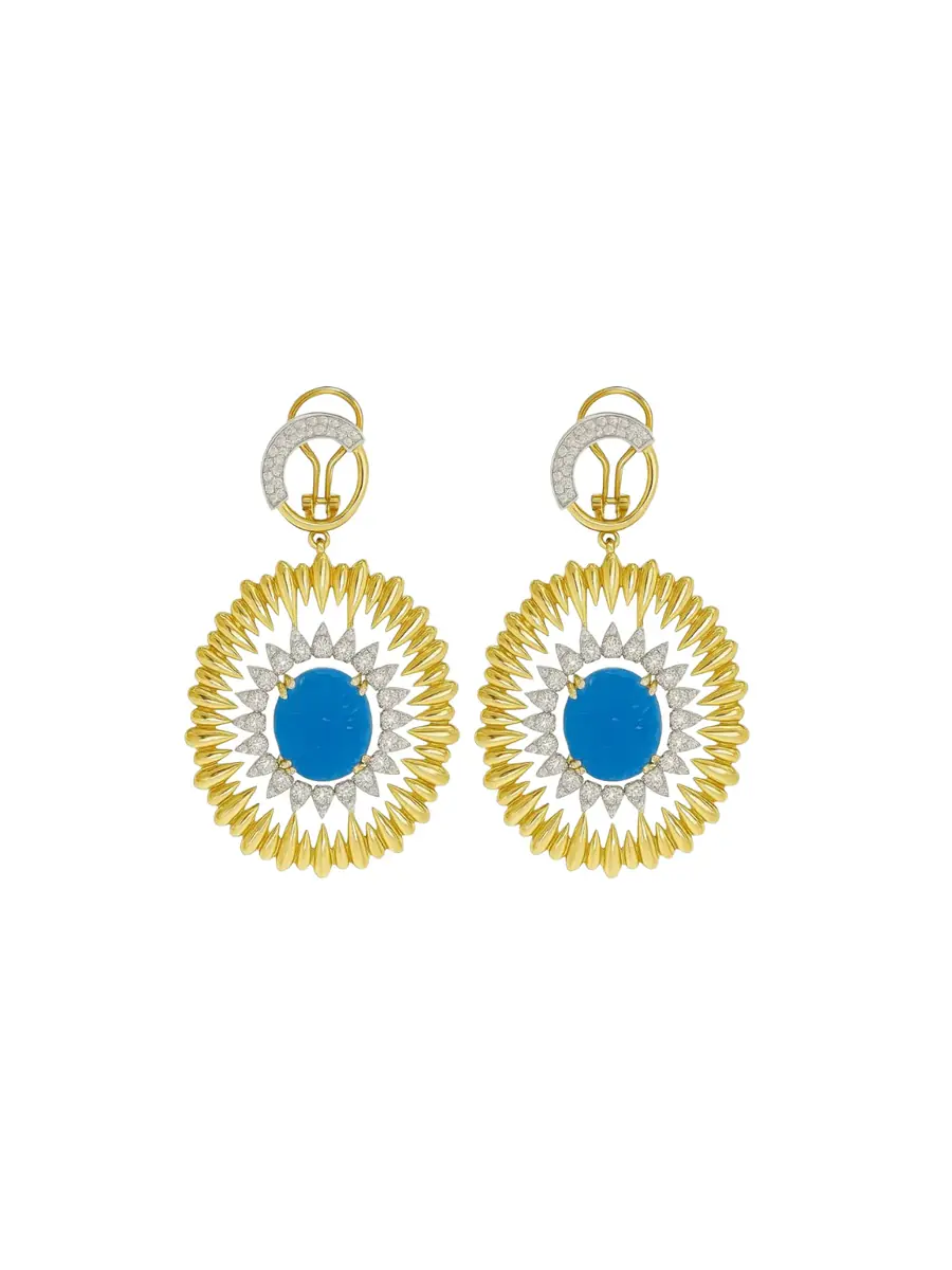 Wish Fine Jewelry 14KY_SAPPHIRE CARVED:13.11CT_D:3.36CT_19 GR