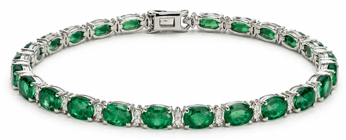 Wish Fine Jewelry 8.6ct Emerald Diamond 18K Gold Tennis Bracelet