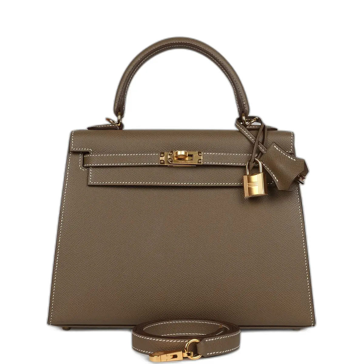 hermes Hermes Kelly Sellier 25 Etoupe Epsom Gold Hardware - Women's Bags