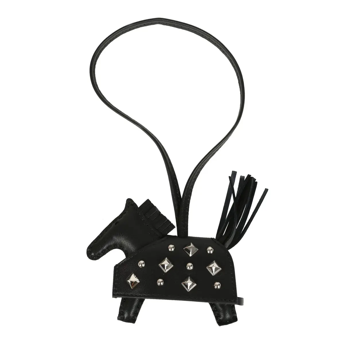 hermes Hermes Rodeo Rock Bag Charm PM Black Milo Lambskin Palladium Hardware