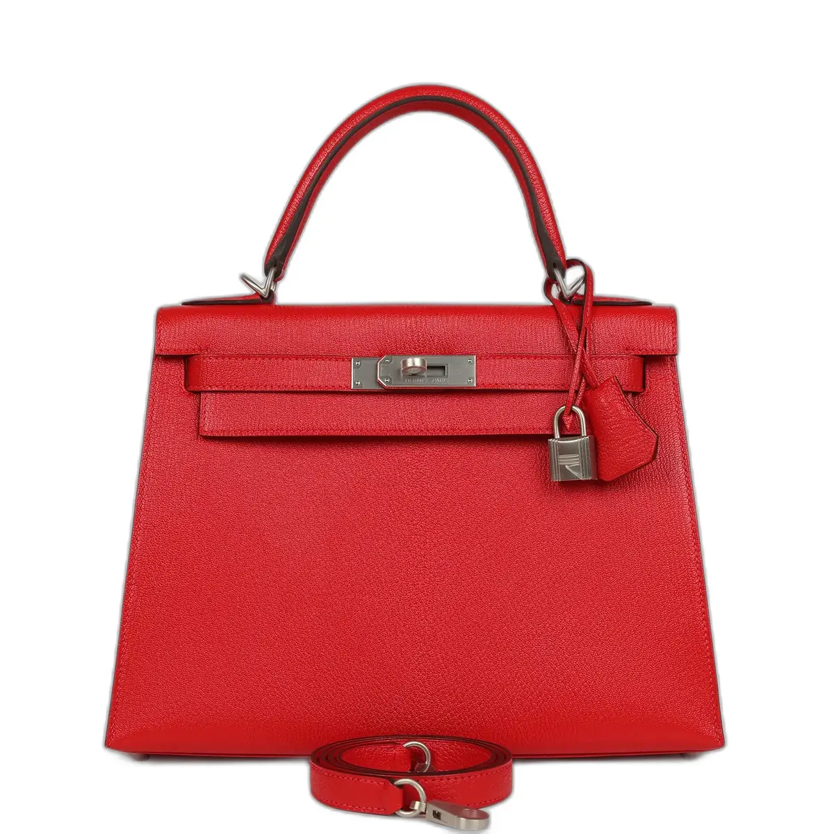 hermes Hermes Special Order (HSS) Kelly Sellier 28 Rouge De Coeur Chevre Mysore Brushed Palladium Hardware