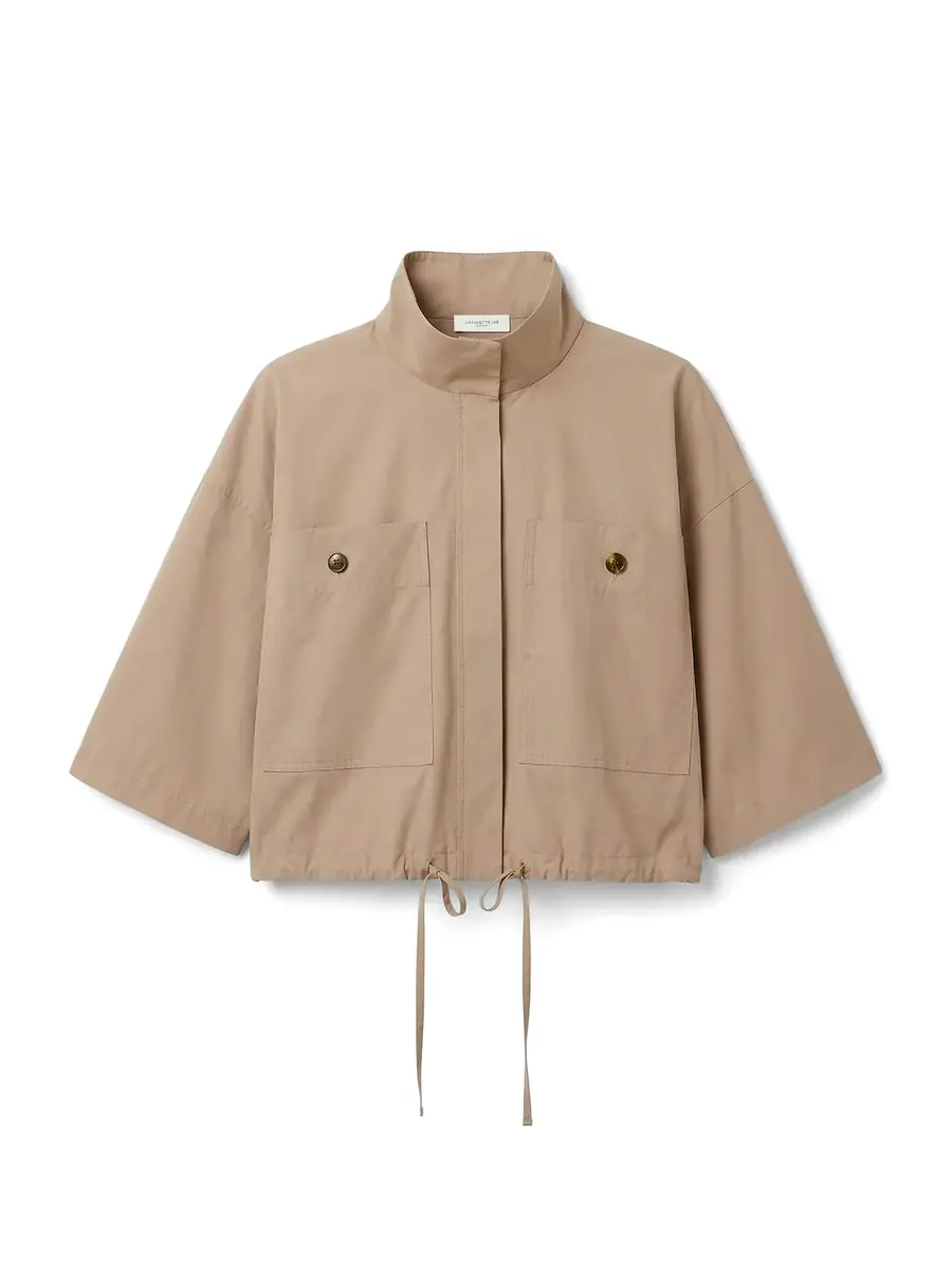 LAFAYETTE 148 Short-Sleeve Oversized Cotton Shirt Jacket