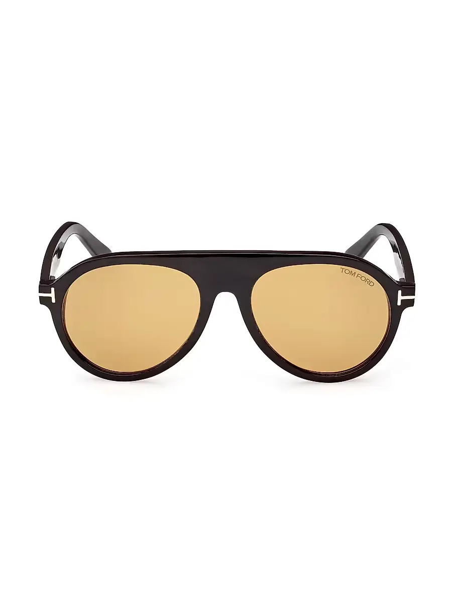 TOM FORD Men's 54MM Pilot Sunglasses - Black Brown