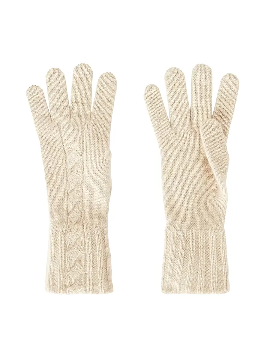 Loro Piana Women's Guanto Napier Cashmere Gloves - Creamy Melange