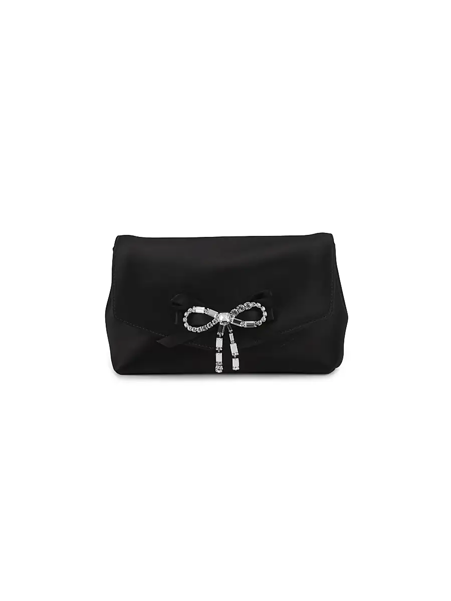 Jimmy Choo Women's Mini Crystal-Bow Satin Crossbody Bag - Black Silver