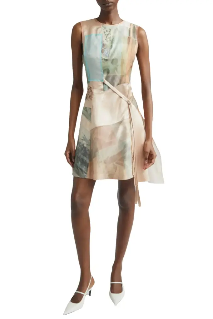 Jason Wu Collection SLEEVELESS COLLAGE MINI DRESS W/ GROUNDINGS ARTWORK BY ROBERT RAUSCHENBERG