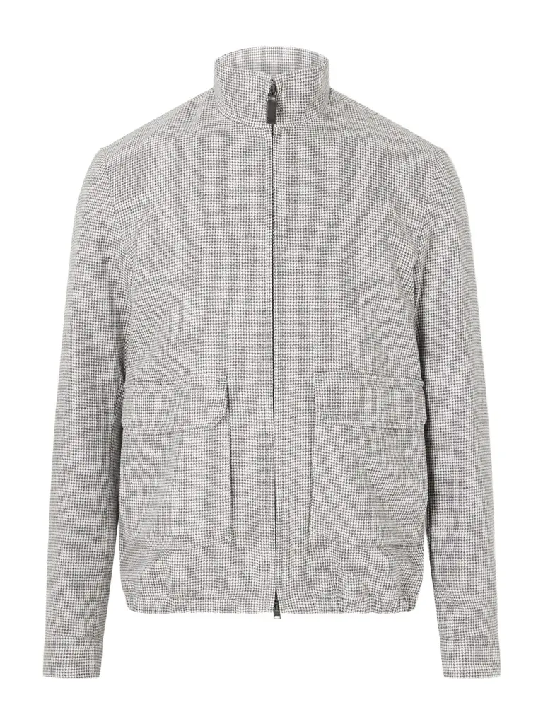 HERNO Houndstooth Linen-Blend Bomber Jacket - Men