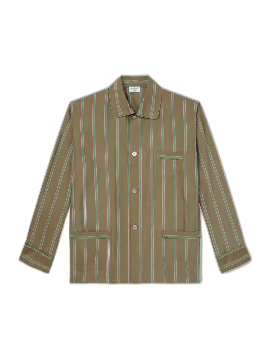 Saint Laurent Piped Striped Recycled-Twill Shirt - Men - Women's Clothing