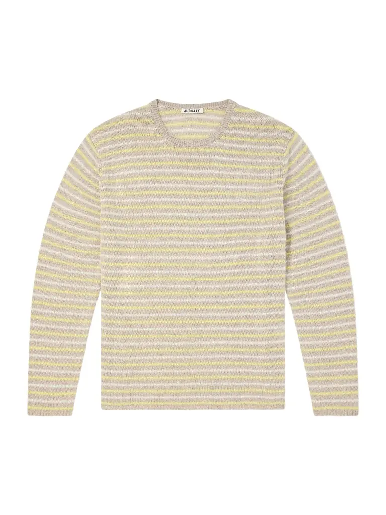 Auralee Summer Striped Cashmere Sweater - Men