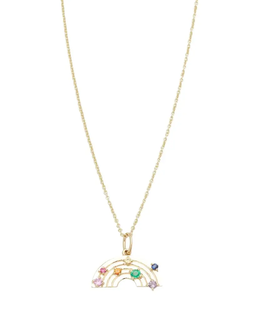Sydney Evan Rainbow Charm on Cable Chain Necklace