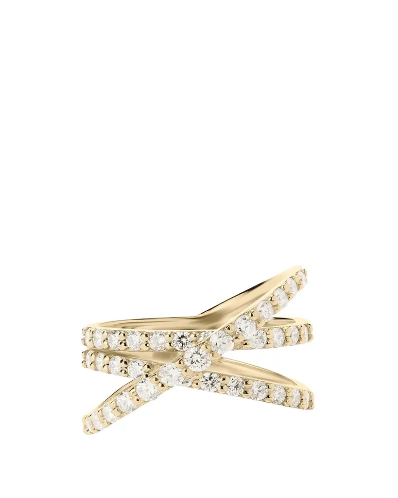 Lana 14K Gold Graduating Diamond Criss Cross Ring