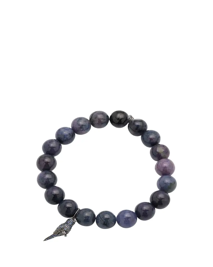 Sydney Evan Smooth Dumortie Bracelet with Tiny Hummingbird Charm