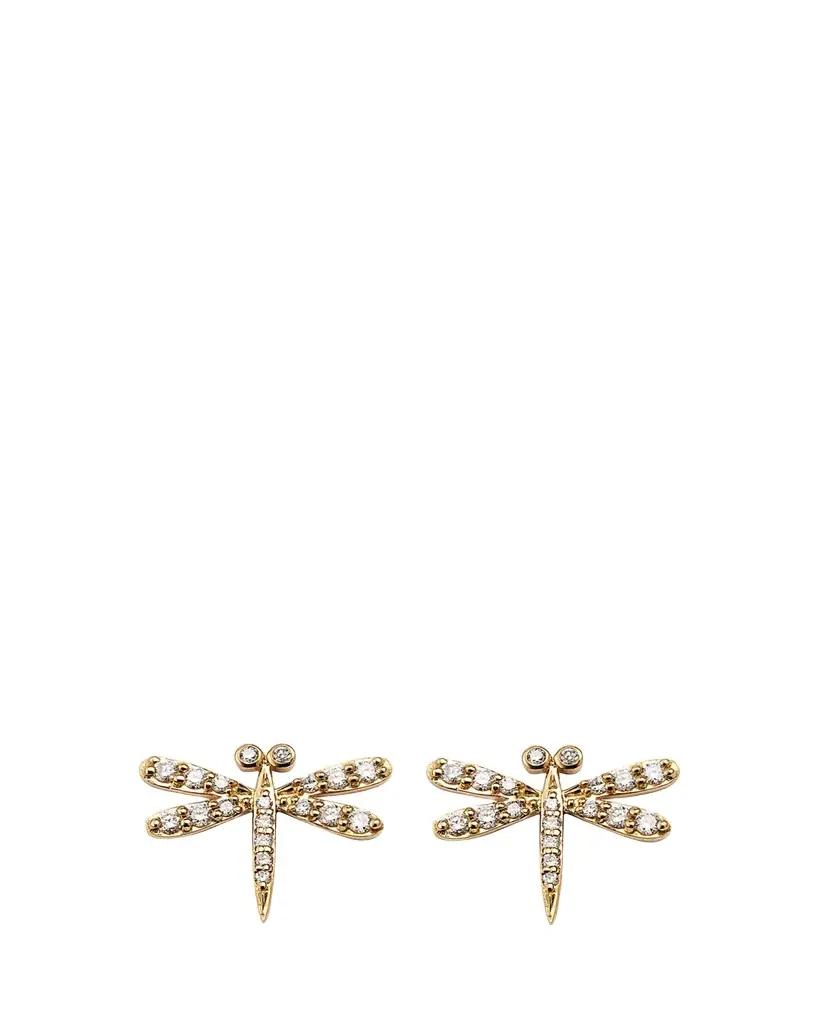 Sydney Evan 14K Diamond Dragonfly Stud Earring, Single