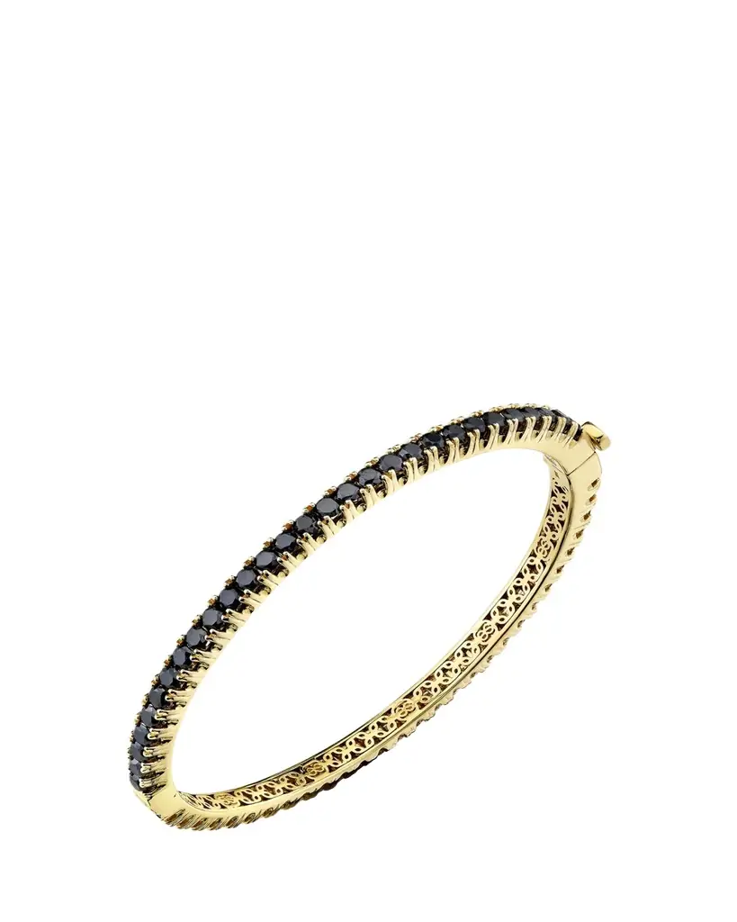 Sydney Evan 14K Yellow Gold Large Double Sided Pave Diamond Bangle