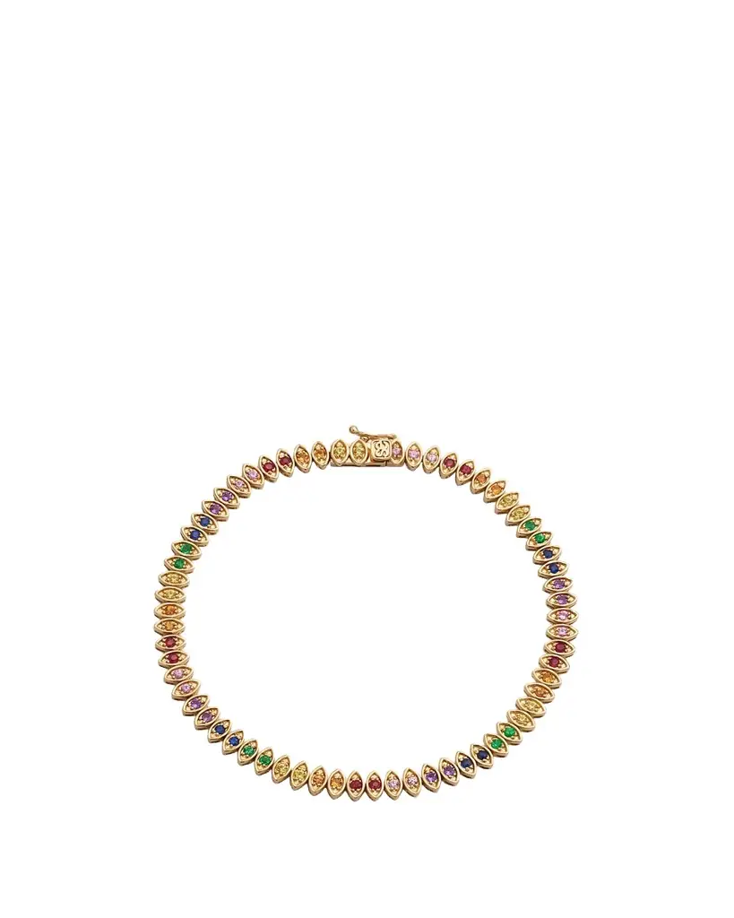 Sydney Evan 14k Yellow Gold Marquise Evil Eye Tennis Bracelet