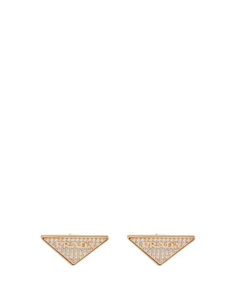 Prada Crystal Logo Symbole Stud Earrings