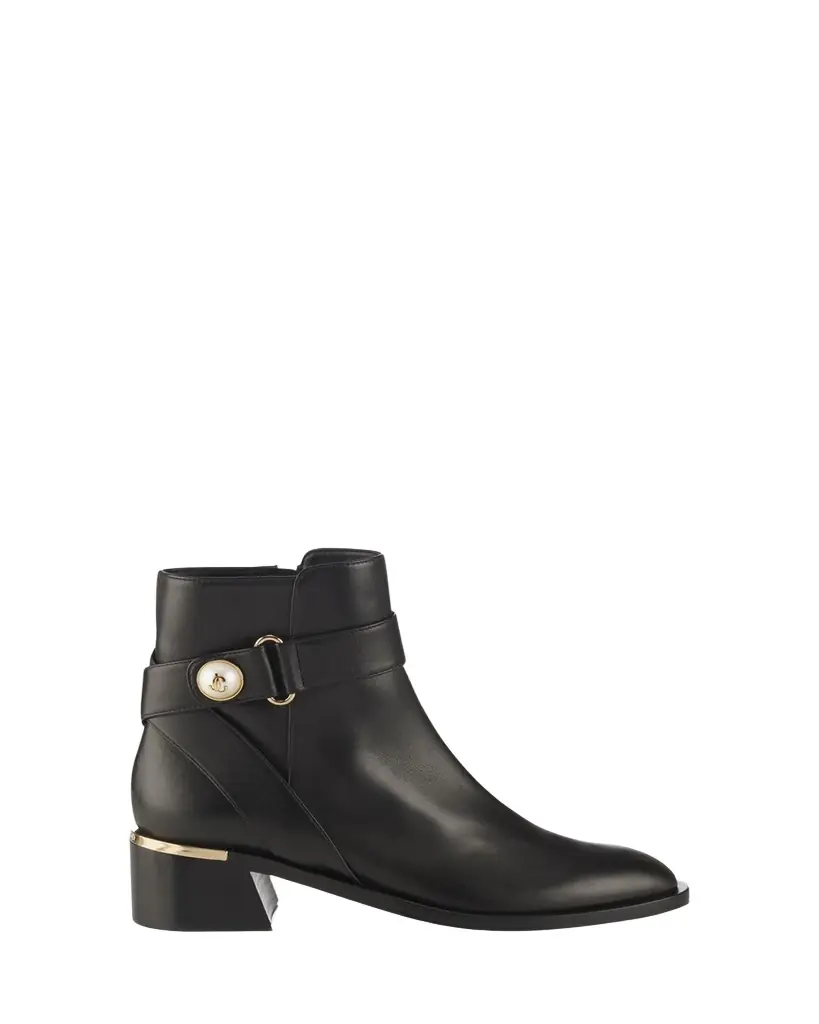 Jimmy Choo Noor Leather Pearly-Button Ankle Booties