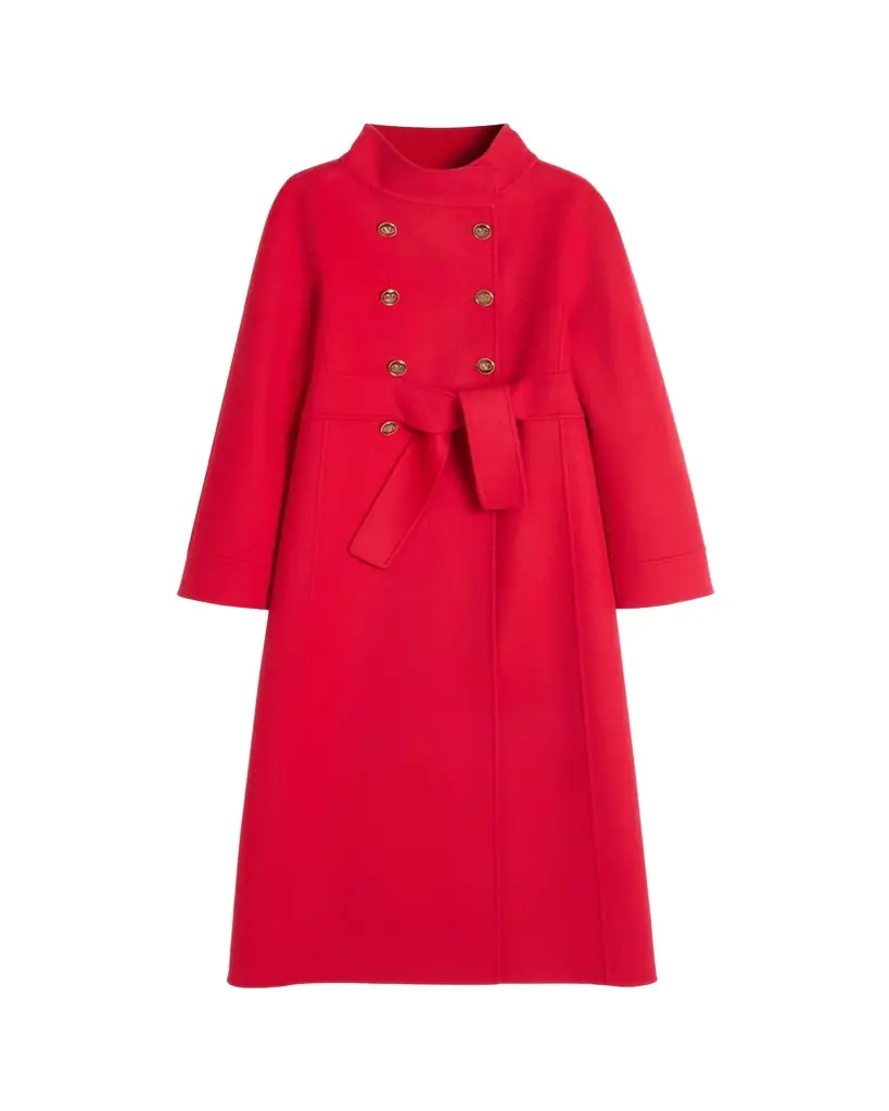 Valentino Garavani High-Neck Double-Breast Belted Wool Cashmere Coat