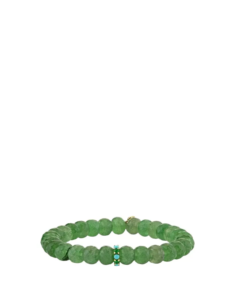 Sydney Evan Large Cocktail Emerald and Turquoise Rondelle Bracelet, 8mm