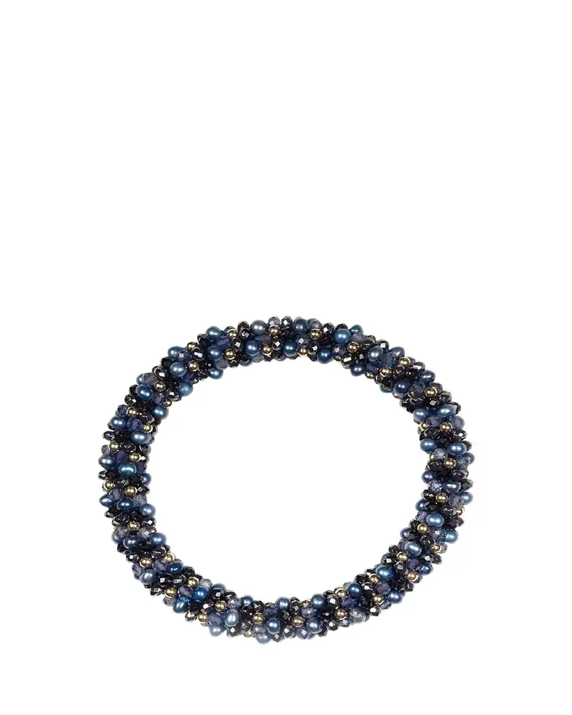 Meredith Frederick 14K Yellow Gold, Iolite, Garnet, and Freshwater Pearl Bead Bracelet