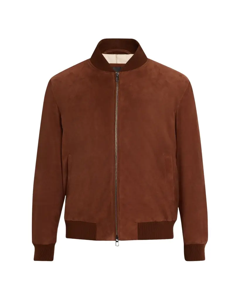 Loro Piana Men's Suede Full-Zip Bomber Jacket