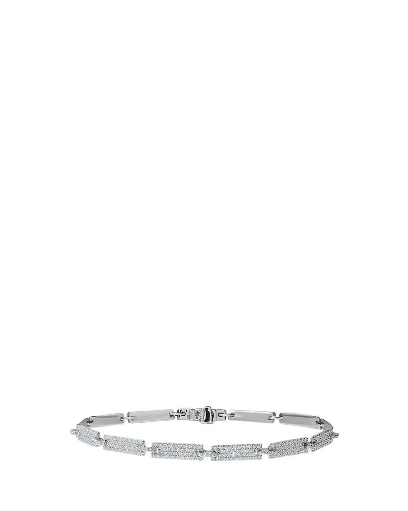 Lana 14K White Gold Diamond Tag Bracelet, 7"L
