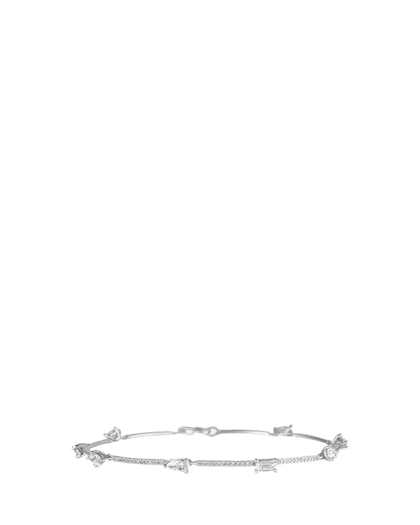 Lana 14K White Gold Fancies Curve Link Bracelet with Diamonds, 7"L