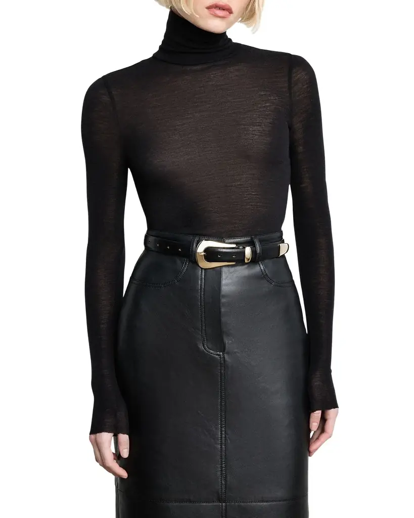 Dehanche Colette Gold-Tone Buckle Leather Belt