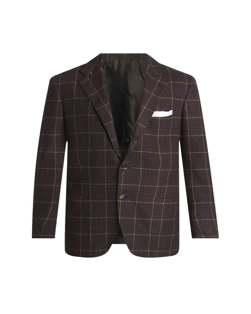 Kiton Men's Cashmere Windowpane Check Single-Breasted Sport Coat