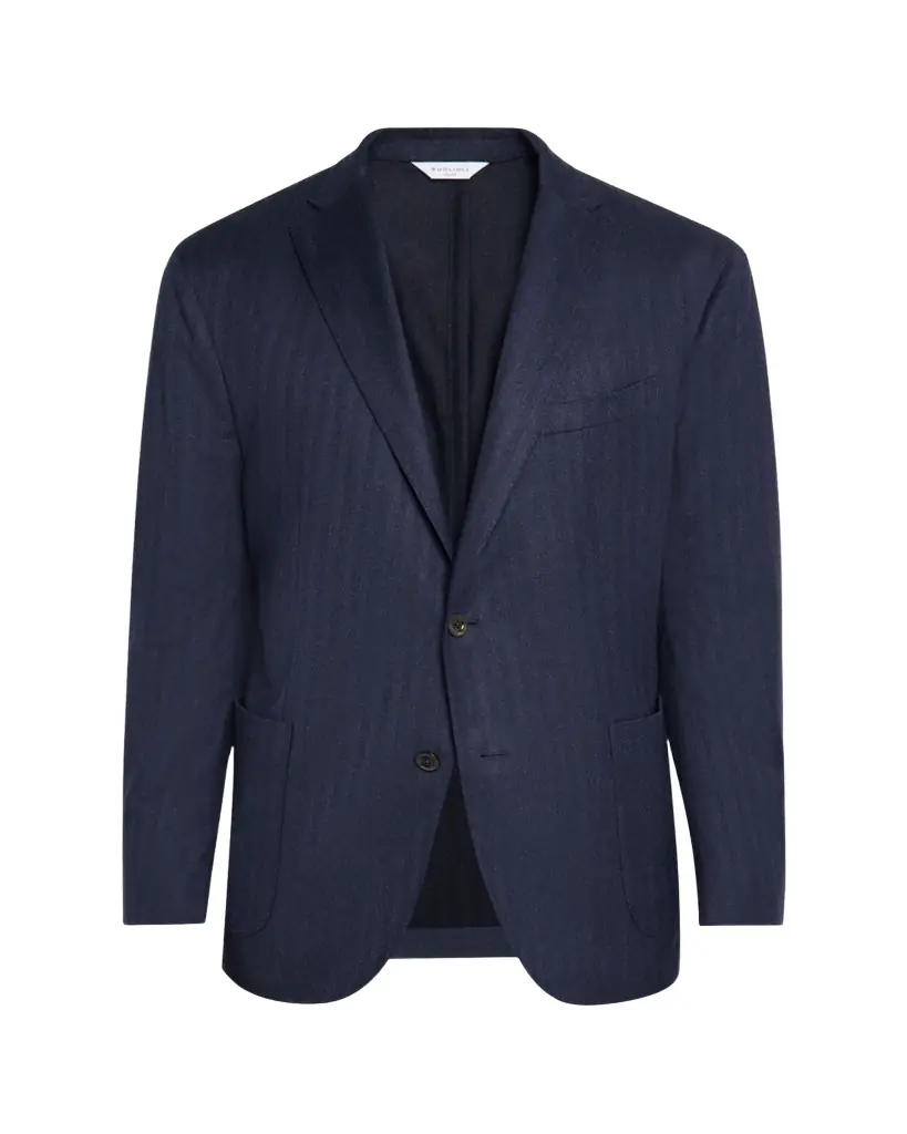 Boglioli Men's Wool and Silk Herringbone Notch-Lapel Sport Coat