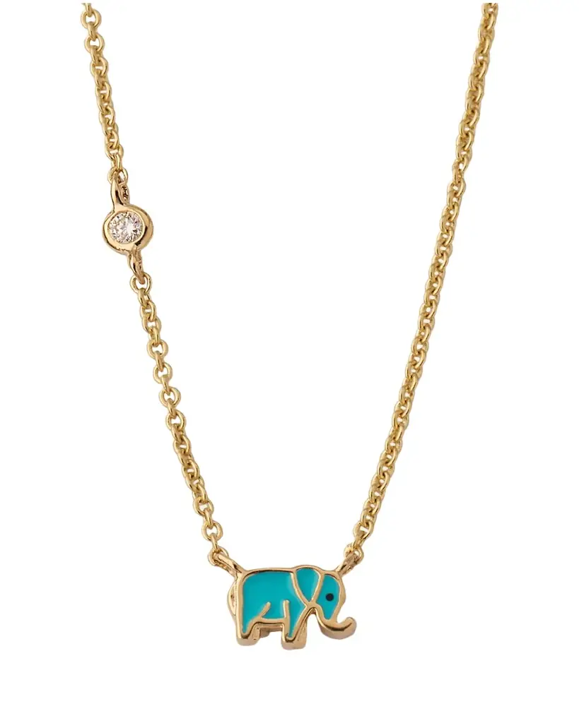 Sydney Evan Mini Enamel Elephant Pendant Necklace