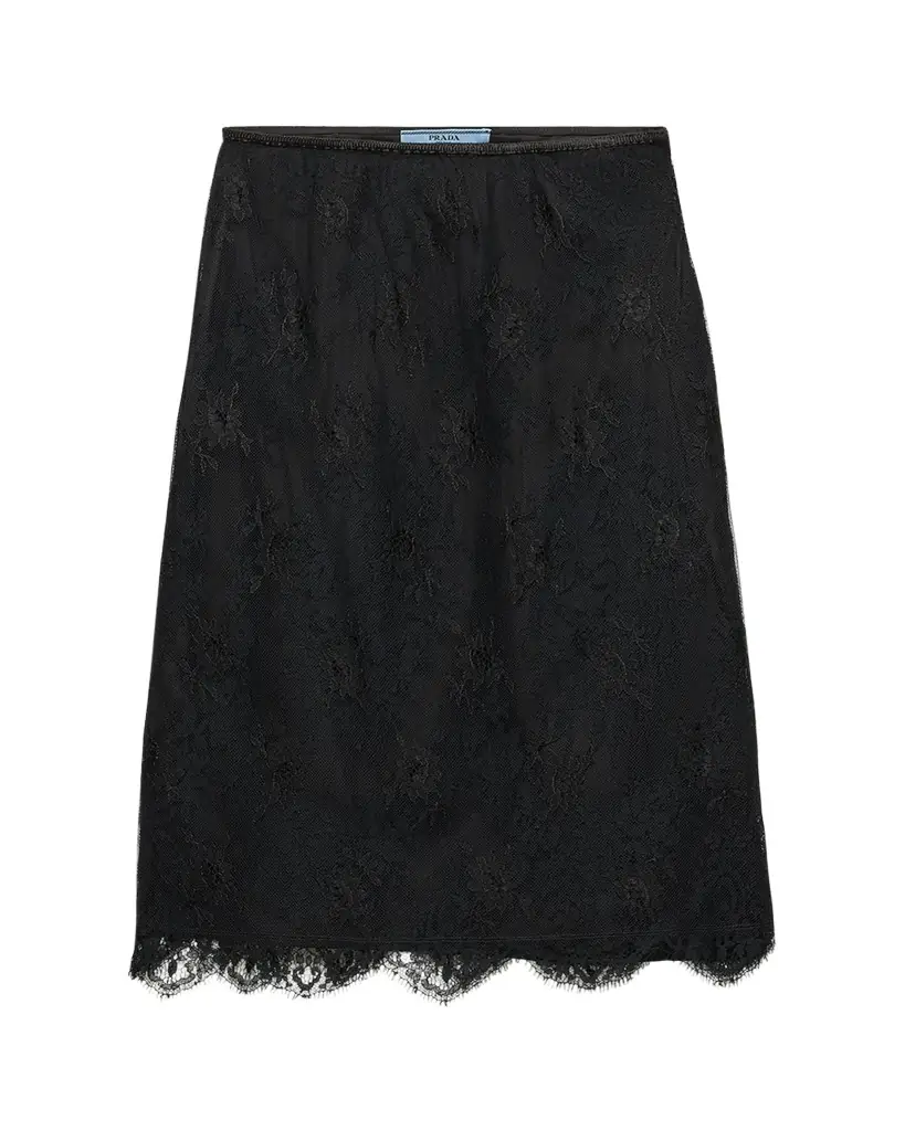 Prada Pizzo Lace Sheer Skirt