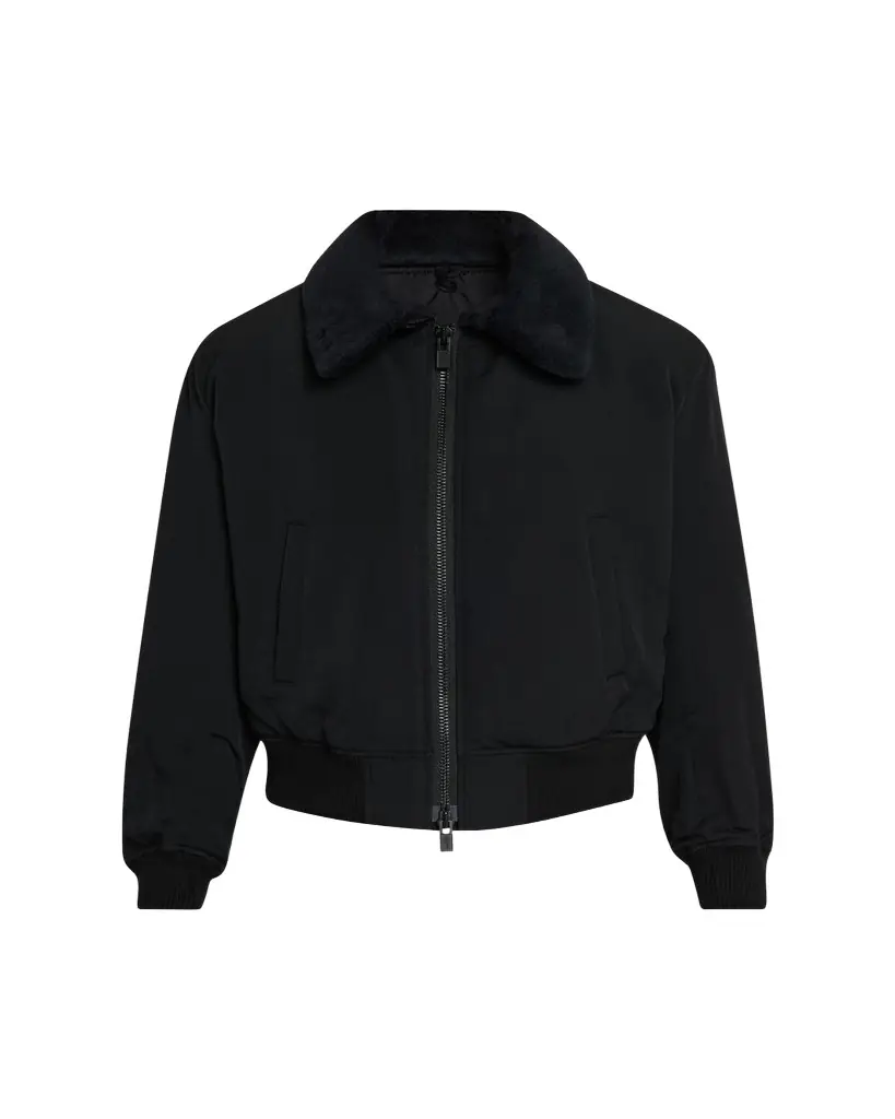 Yohji Yamamoto Men's Wool Gabardine Flight Jacket with Removable Faux Fur Collar