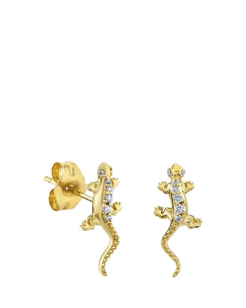 Sydney Evan 14K Yellow Gold Diamond Lizard Stud Earring, Single (Right)