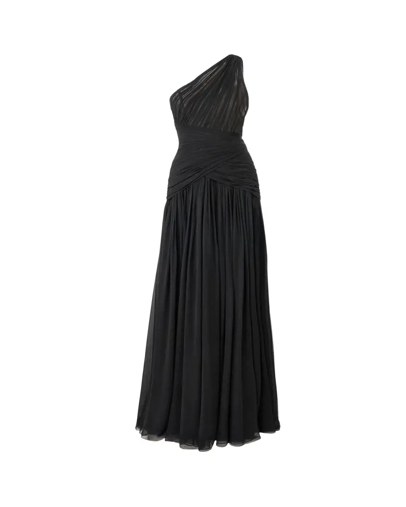 Carolina Herrera Gathered Silk One-Shoulder Slit Gown