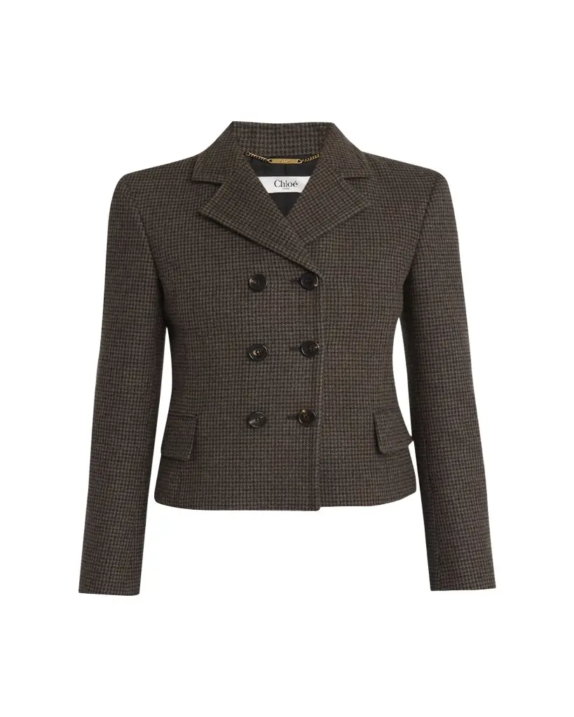 Chloe Houndstooth Wool Top Coat