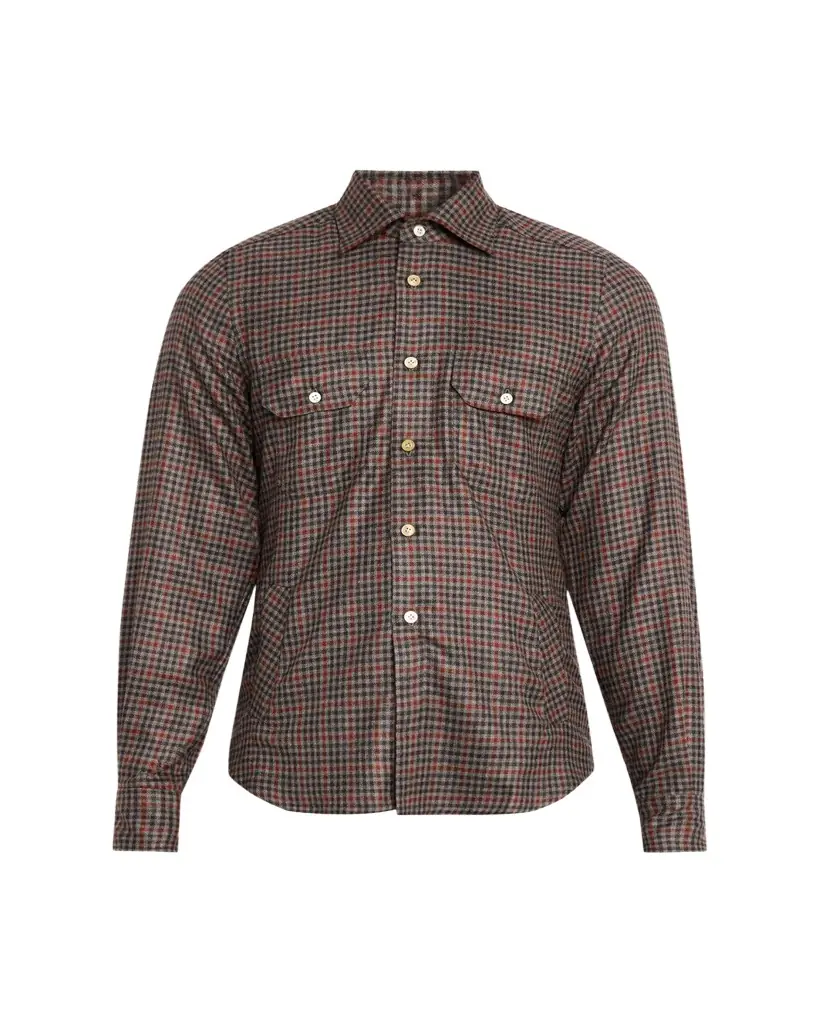 Kiton Men's Cotton Check Double-Pocket Button-Down Shirt