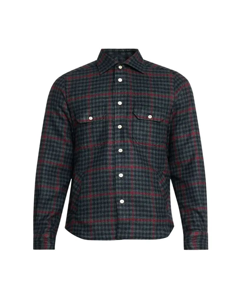 Kiton en's Cotton Check Double-Pocket Button-Down Shirt