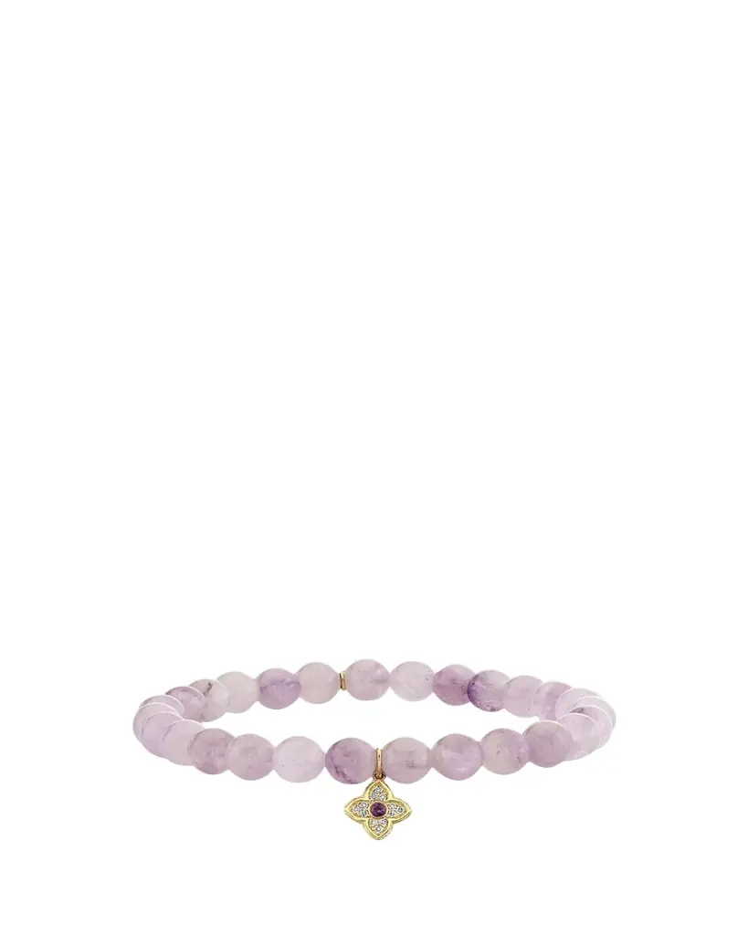 Sydney Evan 14K Gold Diamond Moroccan Flower on Amethyst Bracelet