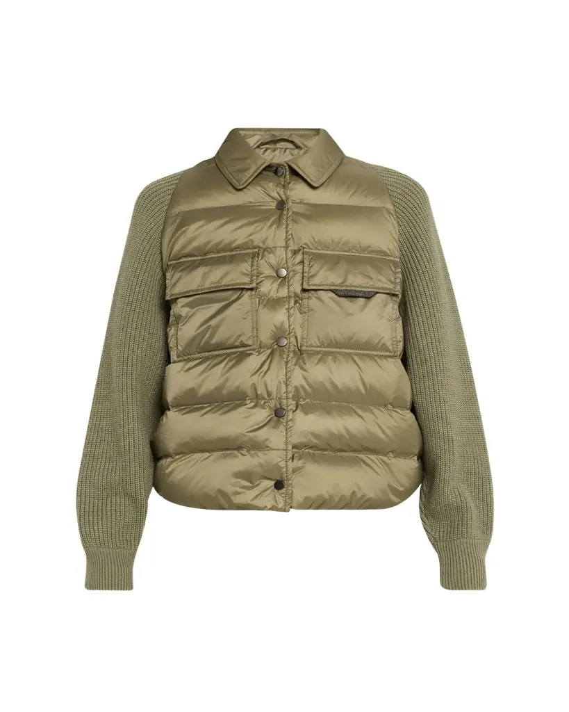 Brunello Cucinelli Superlight Down Padded Jacket With Knit Sleeves