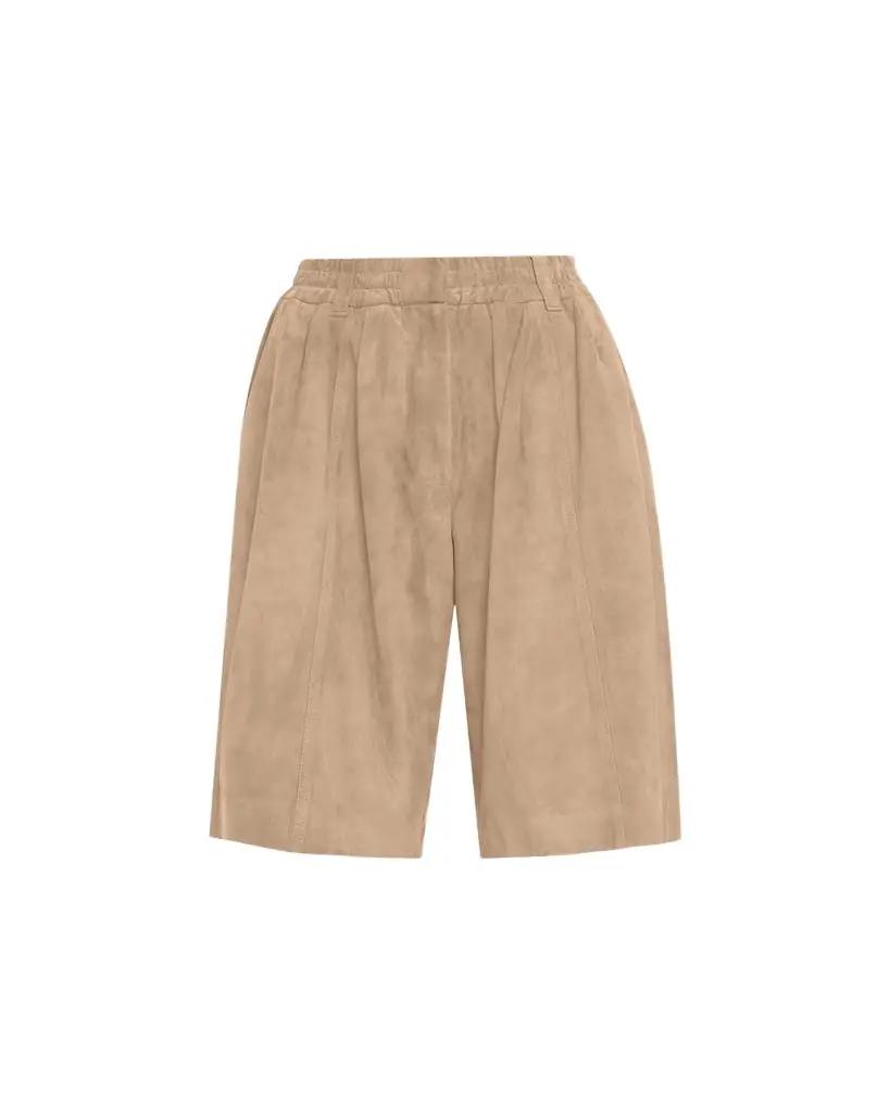 Brunello Cucinelli Couture Suede Pull-On Bermuda Shorts