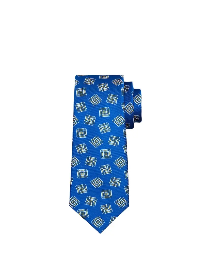Kiton Men's Geometric Square-Print Silk 7-Fold Tie