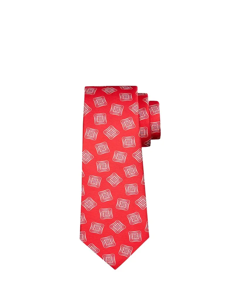 Kiton Men's Geometric Square-Print Silk 7-Fold Tie