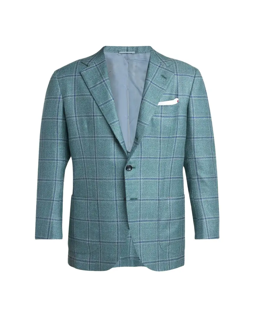 Kiton Men's Windowpane Wool and Cashmere Contemporary-Fit Sport Coat