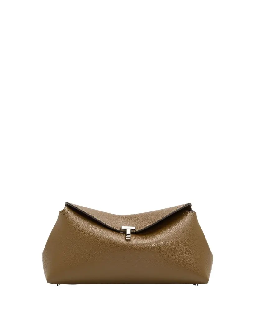 Toteme T-Lock Soft Textured Palmellato Leather Clutch