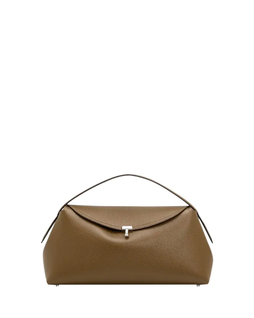 Toteme T-Lock Grain Leather Top-Handle Bag