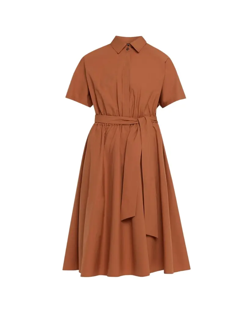Kiton Cotton Tie-Waist Midi Shirtdress
