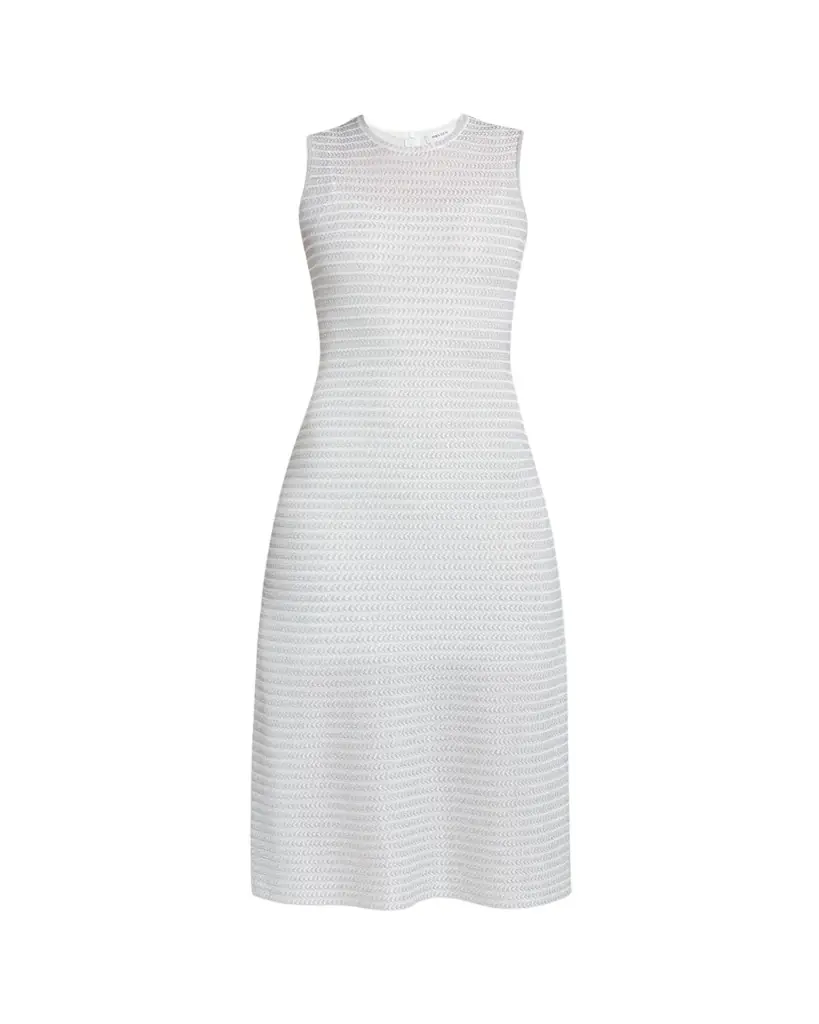 McQueen Sleeveless Shimmer A-Line Midi Dress
